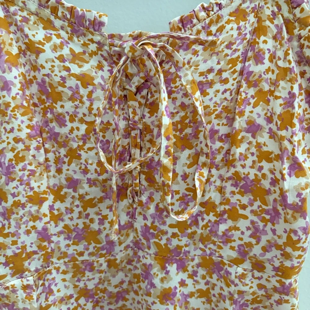 Japan Chic Floral Midi Dress with Ruffle Straps - Picture 6 of 12
